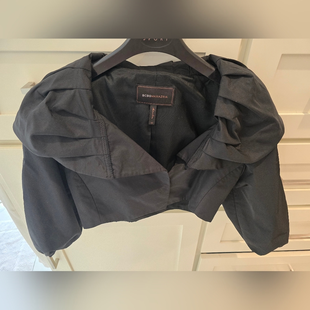 Black Puffy, Satin Shrug BCBG MAXAZRIA, Size XS